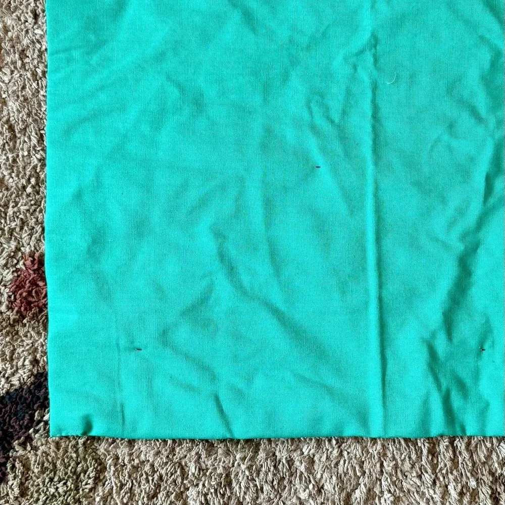 VTG Handmade Patchwork‎ Square Color Block Quilt Green Back 72